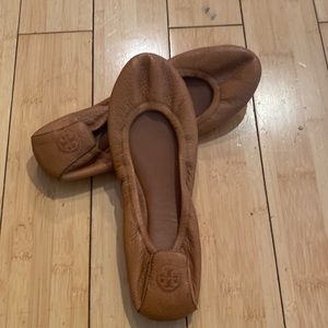 Camel Leather Tory Burch Ballet Flat